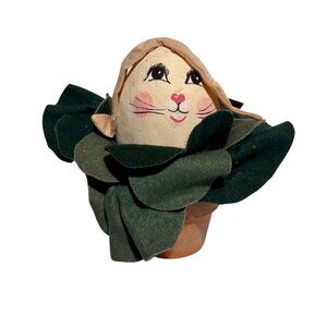 Whimsical Papier-Maché Bunny in a Cabbage Easter Decor